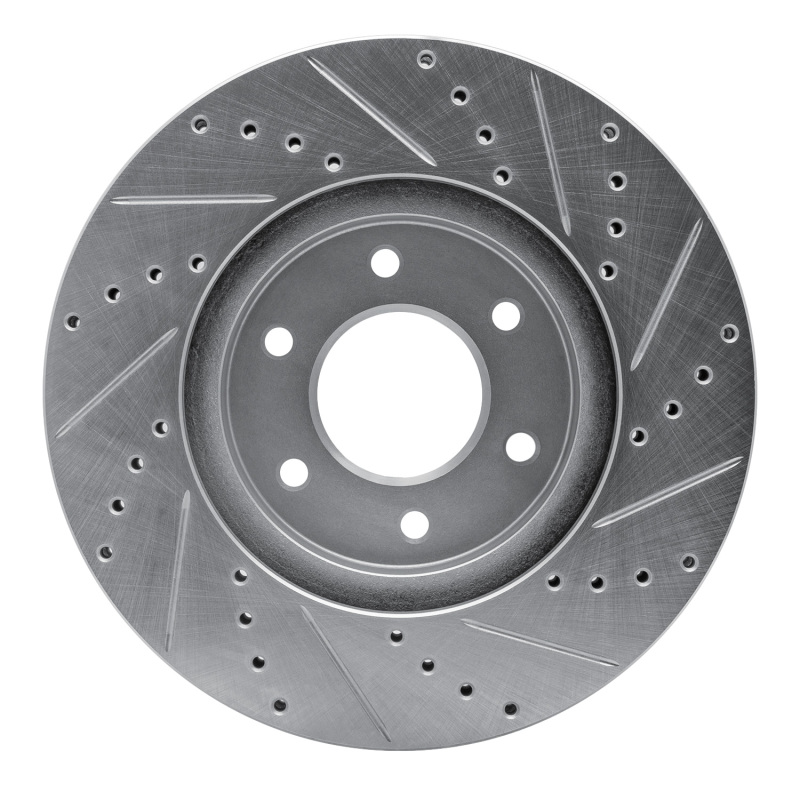 Chevrolet Trailblazer Brake Rotor (1) - Front Left - R1 Concepts - Drilled & Slotted - Silver - `06-`09